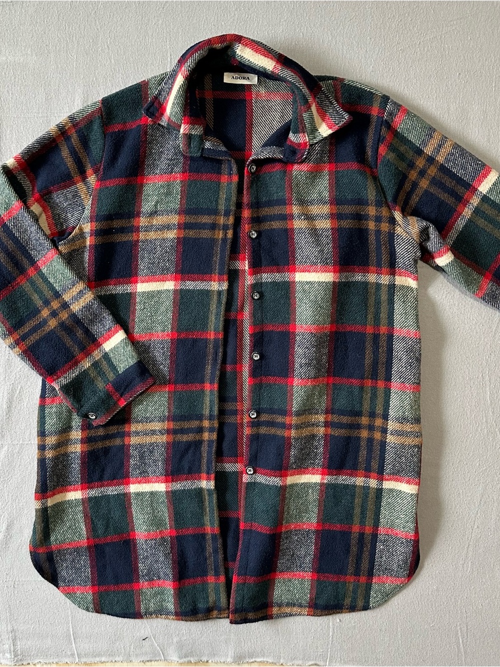 ADORA Plaid Flannel Shacket Overshirt Wool Look Button Up Jacket L